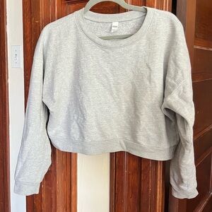 Vintage America Apparel Cropped Long Sleeve Fleece Sweatshirt Gray One Size
